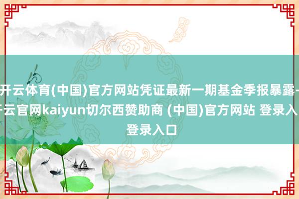 开云体育(中国)官方网站凭证最新一期基金季报暴露-开云官网kaiyun切尔西赞助商 (中国)官方网站 登录入口