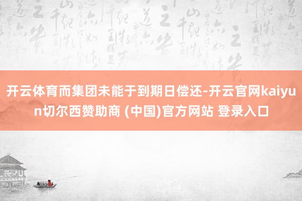 开云体育而集团未能于到期日偿还-开云官网kaiyun切尔西赞助商 (中国)官方网站 登录入口